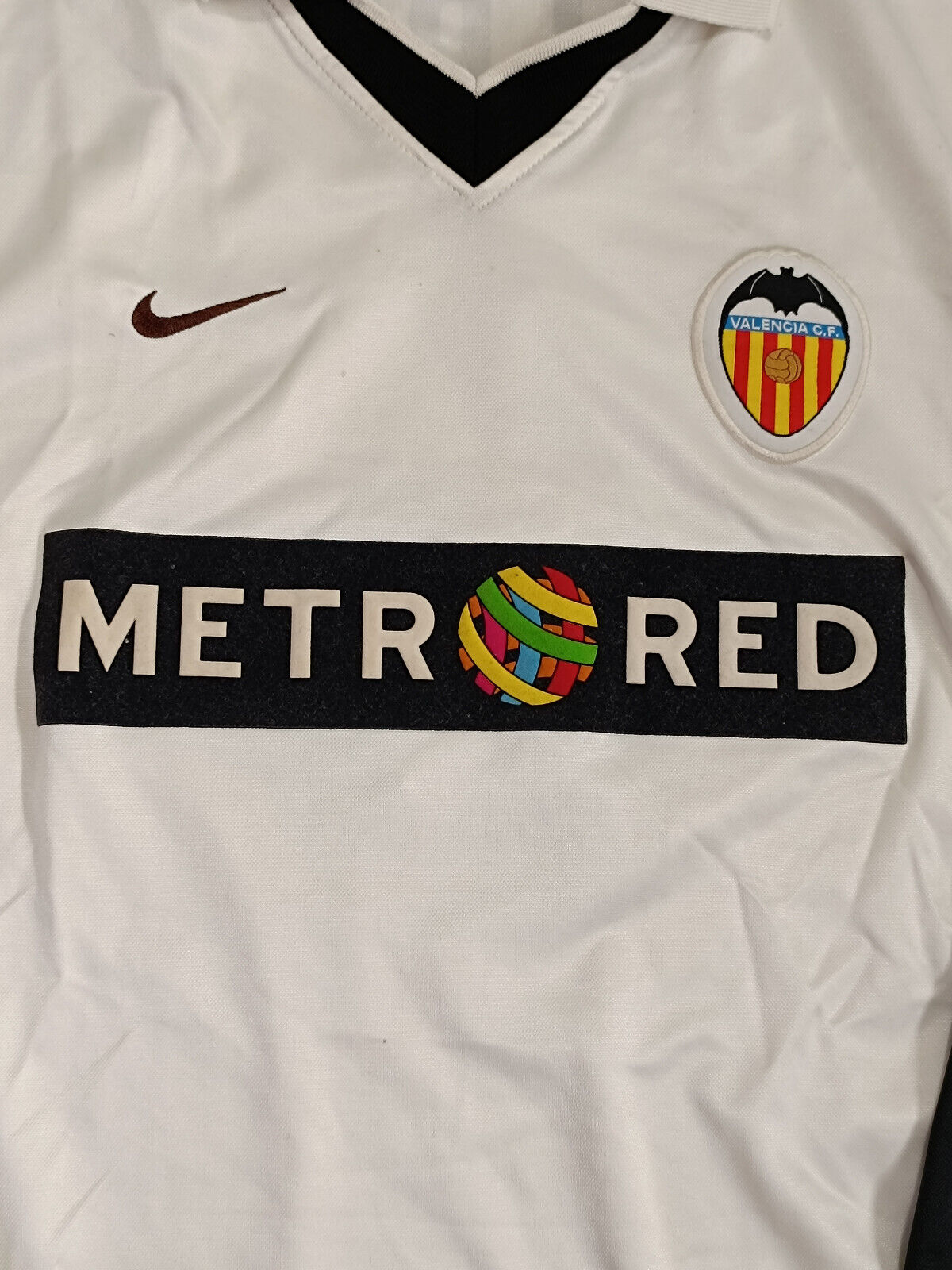 maglia calcio vintage Valencia ALBELDA #6 Match WORN LFP 2002 2003 Nike METRORED