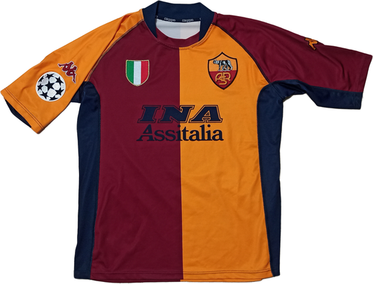 Maglia calcio Roma TOTTI Champions League Kappa Scudetto vintage 2001 2002 XL